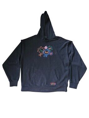 Vans Black "Better Together" Floral Graphic and Embroidered Hoodie. Sz. L